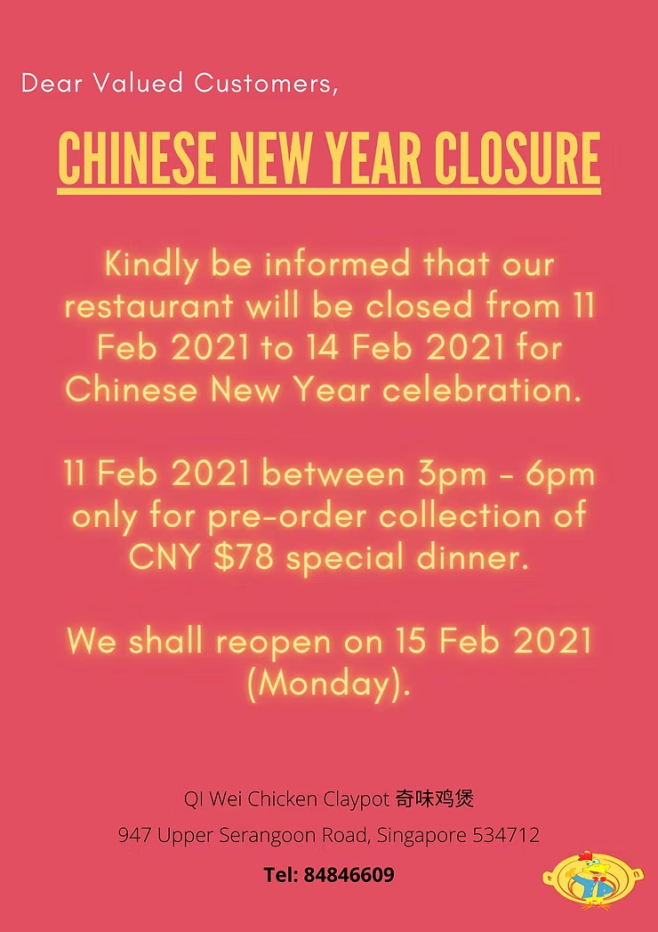 Chinese New Year Closure