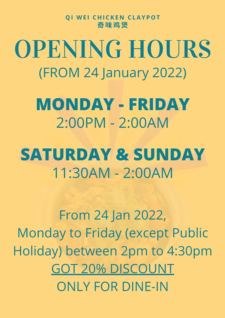 NEW OPENING HOURS COMING